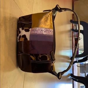 Vintage multi patterned coach purse